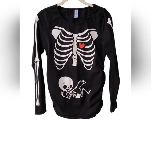 Free Soul Glow In The Dark Maternity Mama And Baby Skeleton Long Sleeve Tee M - Picture 9 of 9